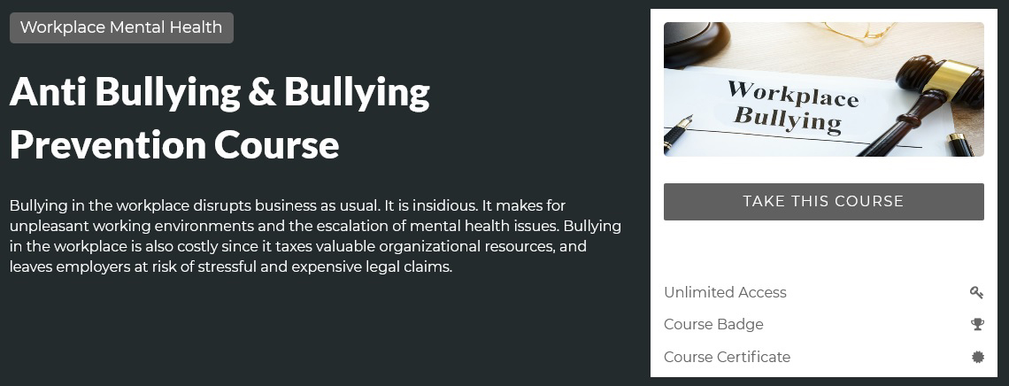 Anti Bullying and Bullying Prevention Course Anti Bullying and Bullying Prevention Course